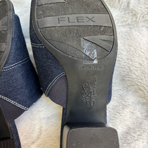 LifeStride Soft System Denim Mules Block Heel Black Blue Size 9M Slip On - Picture 10 of 12